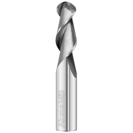 2-Flute - 45° Helix - 3825 AlumaMill HP End Mills, RH Spiral, Ball, Standard, 1/4